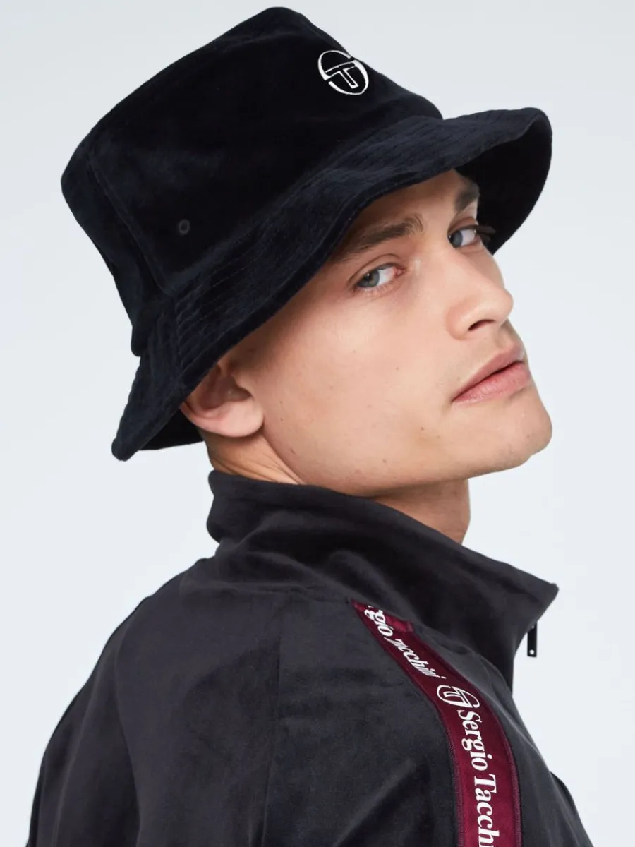 Sergio Tacchini Velour Bucket Hat-Black New