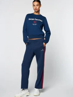 Sergio Tacchini Women'S Linea Sport Crewneck- Maritime Blue New