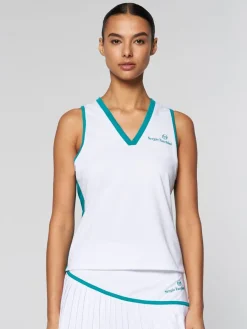 Sergio Tacchini Women'S Vigentino Tennis V-Neck Tank Top- White New