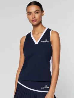 Sergio Tacchini Women'S Vigentino Tennis V-Neck Tank Top- Maritime Blue Hot