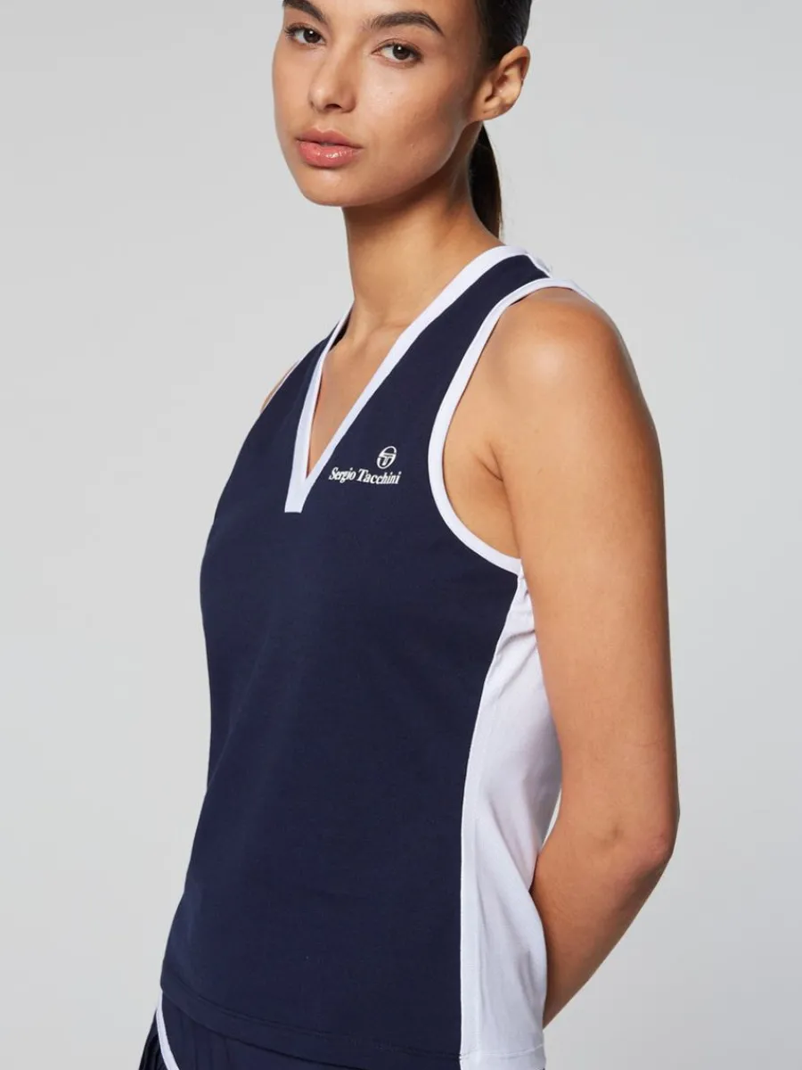 Sergio Tacchini Women'S Vigentino Tennis V-Neck Tank Top- Maritime Blue Hot
